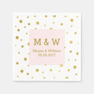 Serviette Jetable Monogramme Mariage de Confetti en or rose
