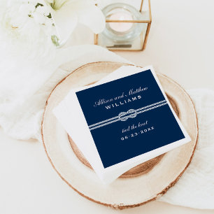 Serviette Jetable Monogramme Mariage nautique bleu marine