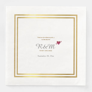 Serviette Jetable monogramme mariage sur le dîner blanc