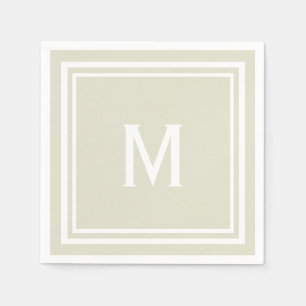 Serviette Jetable Monogramme Personnalisé De Beige De Sable Moderne