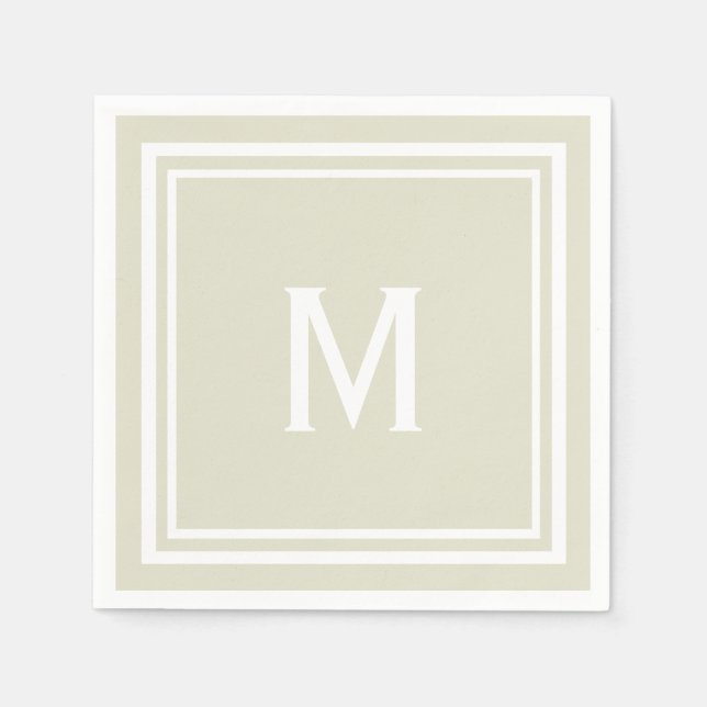 Serviette Jetable Monogramme Personnalisé De Beige De Sable Moderne (Devant)