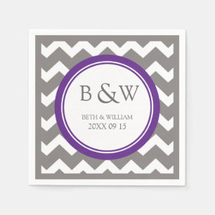 Serviette Jetable Monogramme personnalisé Mariage Napkin Plum Grey C