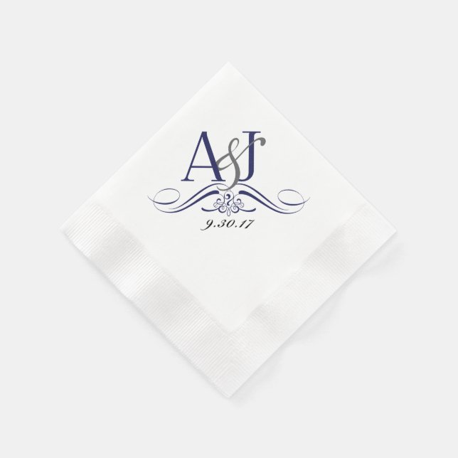 Serviette Jetable Monogramme Personnalisé Rein Napkin (Coin)