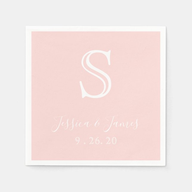Serviette Jetable Monogramme rose pâle Rose or (Devant)