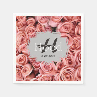 Serviette Jetable Monogramme rose rose personnalisé Événement Napkin