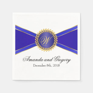 Serviette Jetable Monogramme Royal Blue Elegance