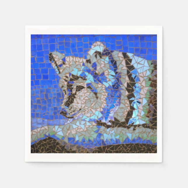 Serviette Jetable Mosaïque du loup (Devant)