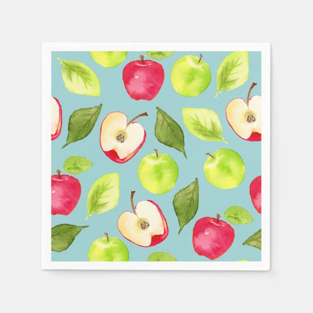 Serviette Jetable Motif Apples aquarelle (Devant)