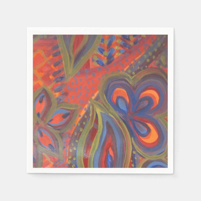 Serviette Jetable motif bleu orange (Devant)