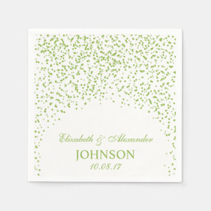 Serviette Jetable Motif Confetti de Mariage vert citron et blanc