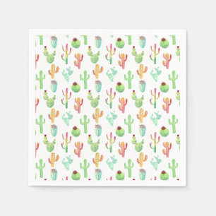Serviette Jetable Motif d'aquarelle Cactus Pastel