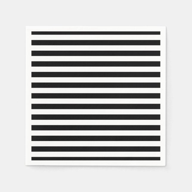 Serviette Jetable Motif de bande noir et blanc (Devant)