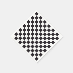 Serviette Jetable Motif de carré d'échecs - noir + votre arrière -