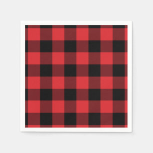 Serviette Jetable Motif de contrôle de Buffalo rouge et noir