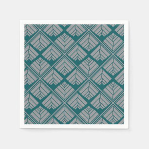 Serviette Jetable Motif de feuilles Carrés Turquoise neutre