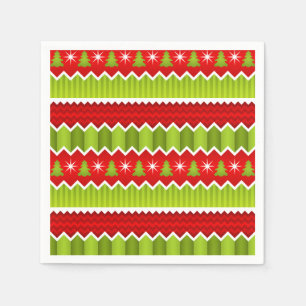 Serviette Jetable Motif De Frappes Chevron Rouge Et Vert Noël