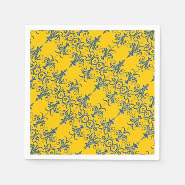 Serviette Jetable Motif de lustre bleu jaune (Devant)