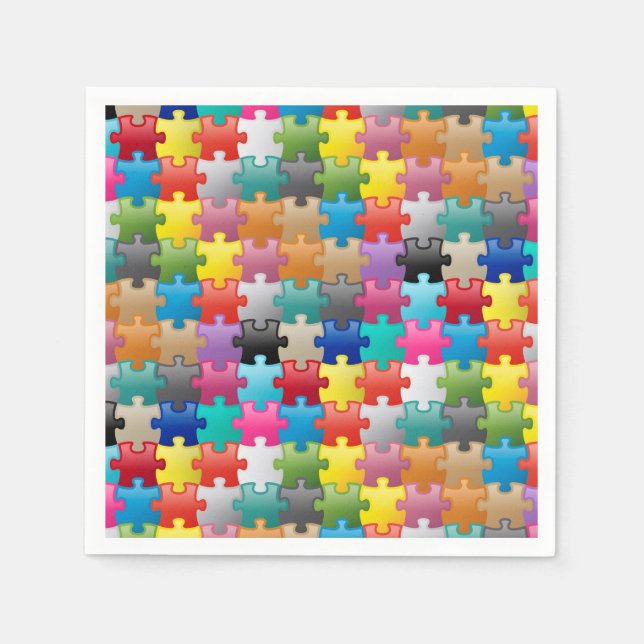 Serviette Jetable Motif de puzzle coloré (Devant)