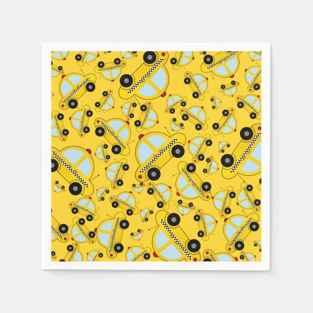 Serviette Jetable Motif de taxi jaune (Devant)