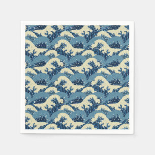Serviette Jetable Motif de vague japonais
