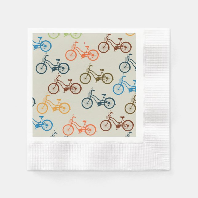 Serviette Jetable Motif de vélo coloré (Devant)
