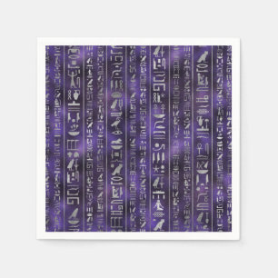 Serviette Jetable Motif égyptien argenté de hiéroglyphes