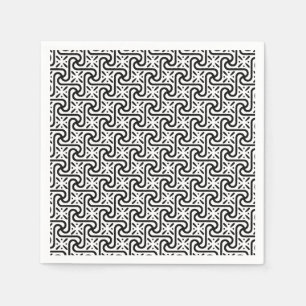 Serviette Jetable Motif en tuiles égyptiennes, noir et blanc