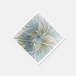 Serviette Jetable Motif floral rêve abstrait bleu kaki fractal