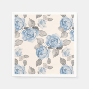 Serviette Jetable Motif floral. Roses bleus vintages