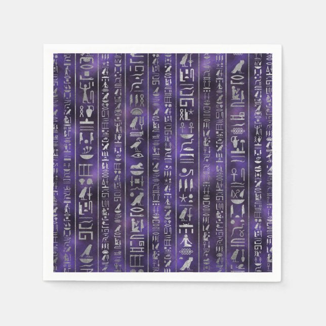Serviette Jetable Motif hiéroglyphique égyptien en argent (Devant)