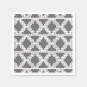 Serviette Jetable Motif Ikat Aztec - gris foncé et clair / gris