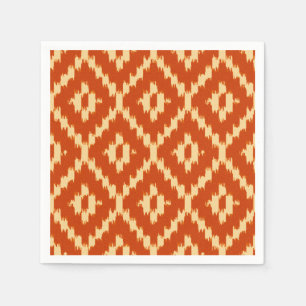 Serviette Jetable Motif Ikat - Mandarin orange et corail