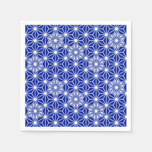 Serviette Jetable Motif japonais Asanoha - bleu cobalt