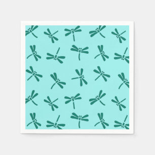 Serviette Jetable Motif japonais de libellules, Turquoise et Aqua
