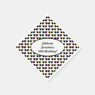 Serviette Jetable Motif Lunettes de soleil de chat rétro