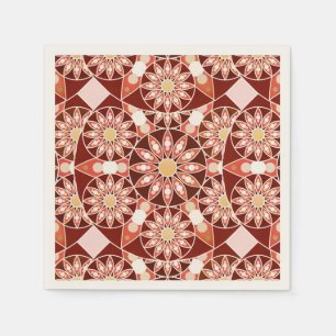 Serviette Jetable Motif mandala, marron, rouille, beige, chamois