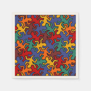 Serviette Jetable Motif Mosaic Geckos - Couleur Terre