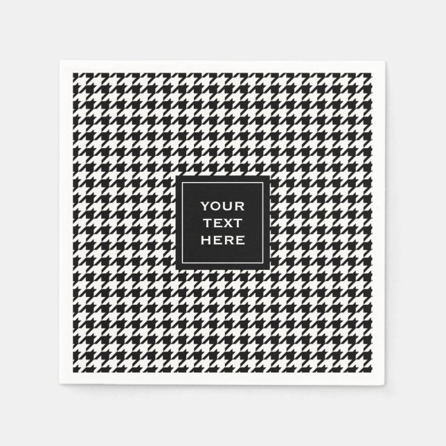 Serviette Jetable Motif noir et blanc Houndstooth (Devant)