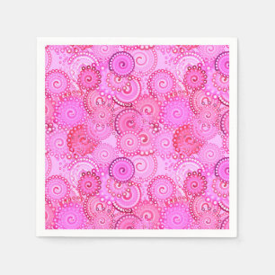 Serviette Jetable Motif tourbillon fractal, rose et fuchsia