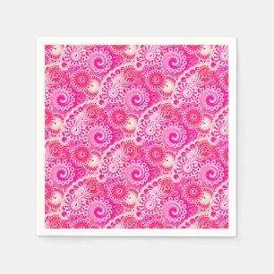 Serviette Jetable Motif tourbillon fractal, teintes rose fuchsia