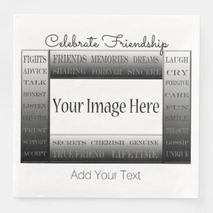Serviette Jetable Mots De Frame D'Amitié-Image Par ShirleyTaylor