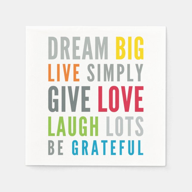 Serviette Jetable MOTS MOTIVÉS À AIMER PAR LA typographie moderne (Devant)