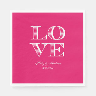 Serviette Jetable Mouchoirs framboise, White LOVE