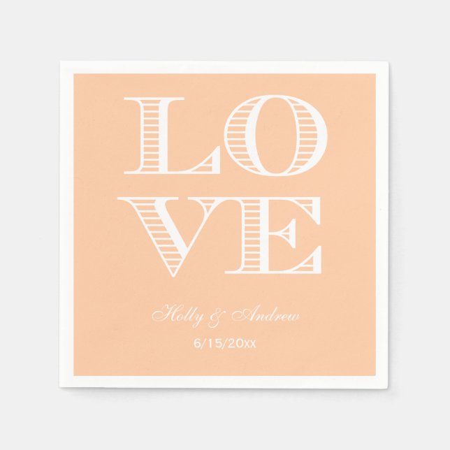 Serviette Jetable Mouchoirs Pêche, Amour Blanc (Devant)