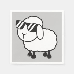 Serviette Jetable Moutons blancs dans la bande dessinée de lunettes