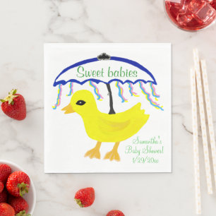 Serviette Jetable Multiples mignon Baby shower Jaune Canard Paraplui