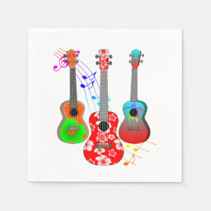 Serviette Jetable Musique tropicale de joueur d'ukulélé d'île