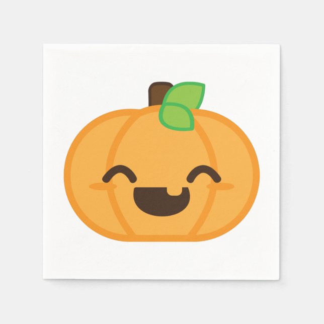 Serviette Jetable Napkins Citrouille Kawaii Jack-o'-lantern (Devant)