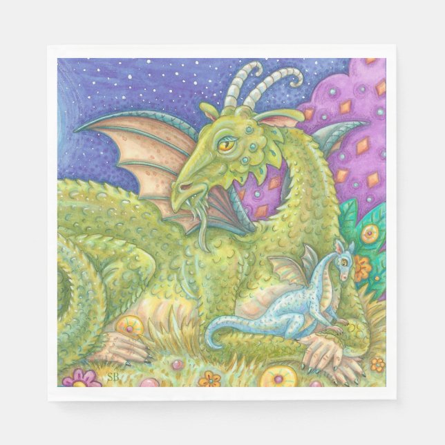 Serviette Jetable NAPKINS PAPIER Imaginaire de Dragon Bébé nouvelle  (Devant)