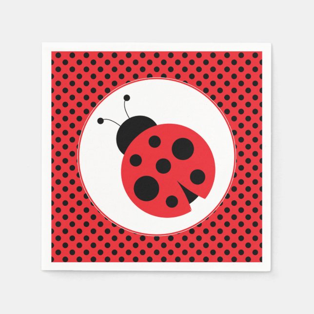 Serviette Jetable Napkins Polkadot Ladybug Party (Devant)